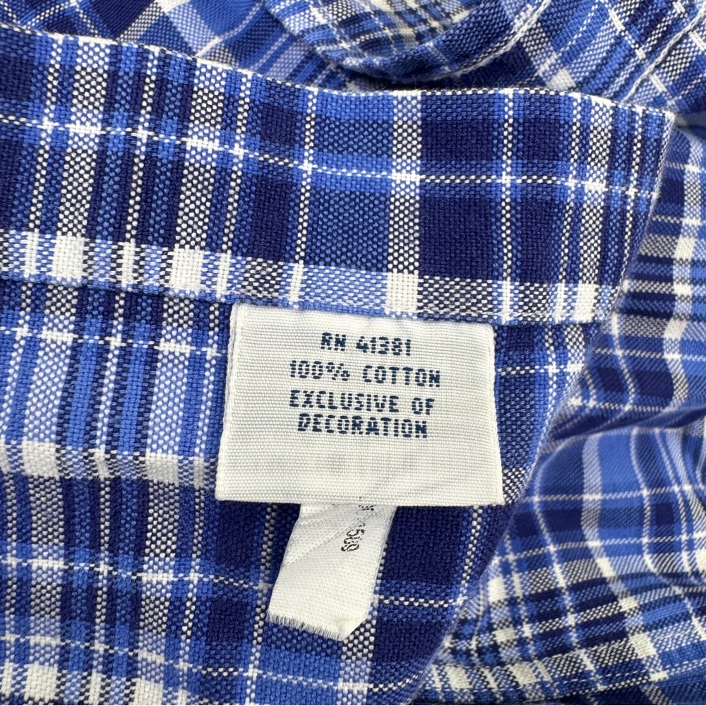 Ralph Lauren Button Down Shirt Men’s Size M Blue White Plaid Flesh Pony - Picture 16 of 16